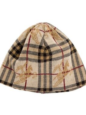 Burberry Tartan Beanie in Beige, Black and Burgundy